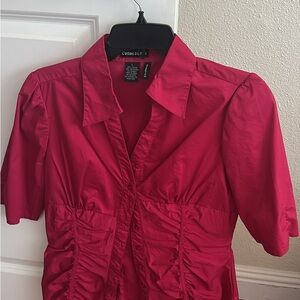 Red Button-Up Blouse